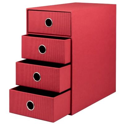 Rössler Papier Scatola a 4 cassetti S.O.H.O. per DIN A5, con foro per impugnatura, rosso, 250 x 175 x 320 mm, 1 pezzo Rössler Papier Scatola a 4 cassetti S.O.H.O. per DIN A5, con foro per impugnatura, rosso, 250 x 175 x 320 mm, 1 pezzo