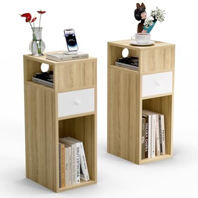 VOUNOT Set di 2 Comodini - Compatti, Resistenti all'acqua, Legno VOUNOT Set di 2 Comodini - Compatti, Resistenti all'acqua, Legno