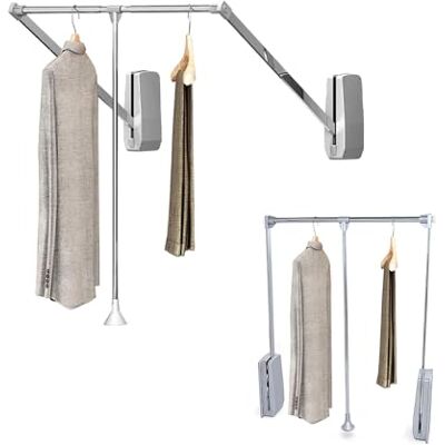 Avilia Appeiabiti Saliscei per Armadio in Acciaio Cromato, 83-115cm Asta Appeiabiti Regolabile e Estensibile, Carico Max 12kg, Montaggio Facile e Veloce Avilia Appeiabiti Saliscei per Armadio in Acciaio Cromato, 83-115cm Asta Appeiabiti Regolabile e Estensibile, Carico Max 12kg, Montaggio Facile e Veloce
