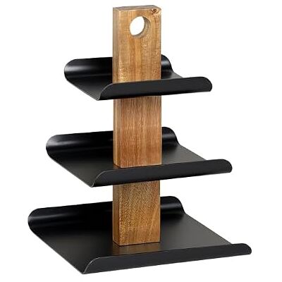 Kesper Alzata a 3 ripiani in legno di acacia certificato FSC® e metallo laccato nero, dimensioni: 24,5 x 24 x 34 cm Kesper Alzata a 3 ripiani in legno di acacia certificato FSC® e metallo laccato nero, dimensioni: 24,5 x 24 x 34 cm
