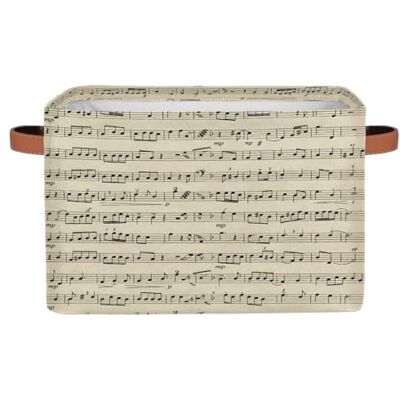 AUUXVA Ombra Cesto portaoggetti con note musicali, vintage, in tela resistente, pieghevole, con manici, per mensole, armadio, camera da letto, casa, ufficio AUUXVA Ombra Cesto portaoggetti con note musicali, vintage, in tela resistente, pieghevole, con manici, per mensole, armadio, camera da letto, casa, ufficio