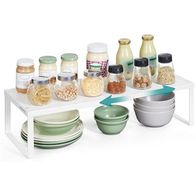 SONGMICS Scaffale Portaspezie, Estensibile, Piccolo, Metallo Organizzatore da Cucina, Organizzatore per Armadio, Scarpiera, Bianco Opaco, Collezione BEQUE KCS007W01 SONGMICS Scaffale Portaspezie, Estensibile, Piccolo, Metallo Organizzatore da Cucina, Organizzatore per Armadio, Scarpiera, Bianco Opaco, Collezione BEQUE KCS007W01