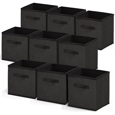 Nestl Contenitori pieghevoli a 9 cubi, cubi portaoggetti in tessuto nero, contenitori quadrati da 27 cm, per armadio, camera da letto, sala giochi e altro ancora Nestl Contenitori pieghevoli a 9 cubi, cubi portaoggetti in tessuto nero, contenitori quadrati da 27 cm, per armadio, camera da letto, sala giochi e altro ancora