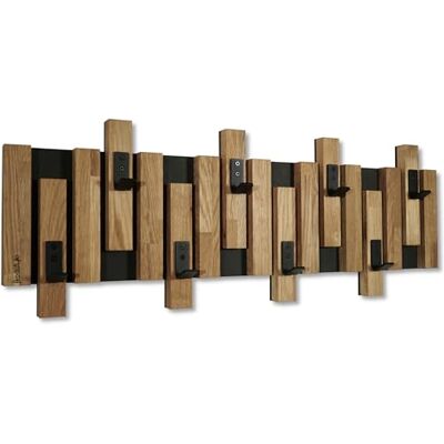FLEXISTYLE Appendiabiti da parete, in legno di quercia, con lamelle di colore nero, 3 dimensioni (80 cm) FLEXISTYLE Appendiabiti da parete, in legno di quercia, con lamelle di colore nero, 3 dimensioni (80 cm)