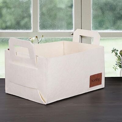 WELL HOME MOBILIARIO & DECORACIÓN Cesto Organizzante con manici Crema WELL HOME MOBILIARIO & DECORACIÓN Cesto Organizzante con manici Crema