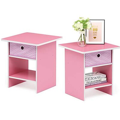 Tavolino Finale Furinno Dario - Rosa - Set di 2 Tavolino Finale Furinno Dario - Rosa - Set di 2