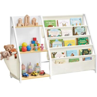 SONGMICS Libreria per Bambini, con Tasca Laterale, 108,5 x 30 x 75 cm Scaffale per Giocattoli, Mobile Cameretta, Stanza dei Giochi, Beige Faggio e Bianco Crema, Collezione TEZA SONGMICS Libreria per Bambini, con Tasca Laterale, 108,5 x 30 x 75 cm Scaffale per Giocattoli, Mobile Cameretta, Stanza dei Giochi, Beige Faggio e Bianco Crema, Collezione TEZA