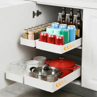 VINATO Set 4 Cassetti Estraibili per Cucina, 4 Dimensioni Organizzatore Estraibile Cucina,Cassetto Estraibile per Dispensa, Montaggio Senza Fori Cassetti Estraibili per Armadi VINATO Set 4 Cassetti Estraibili per Cucina, 4 Dimensioni Organizzatore Estraibile Cucina,Cassetto Estraibile per Dispensa, Montaggio Senza Fori Cassetti Estraibili per Armadi