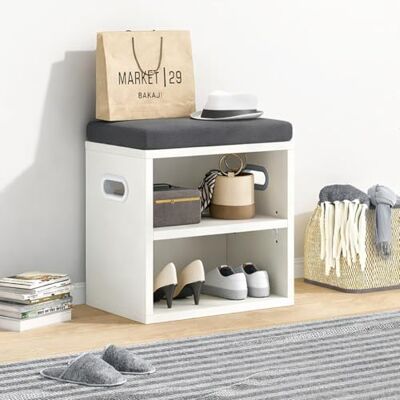 BAKAJI Panca Scarpiera da Ingresso con Cuscino Imbottito ad Alta Densità, Mobiletto Porta Scarpe con 1 Mensola e 2 Scomparti, Salvaspazio e Versatile, Maniglie Ergonomiche 44 x 30 x 40 cm (Bianco) BAKAJI Panca Scarpiera da Ingresso con Cuscino Imbottito ad Alta Densità, Mobiletto Porta Scarpe con 1 Mensola e 2 Scomparti, Salvaspazio e Versatile, Maniglie Ergonomiche 44 x 30 x 40 cm (Bianco)