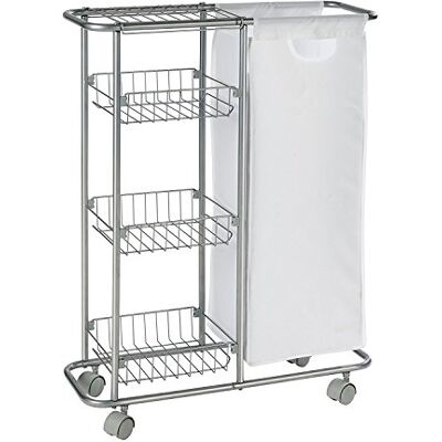 Wenko 12100100 Carello Slim 3 ripiani, 28 L, Metallo patinato, 20 x 80 x 58 cm, Grigio Wenko 12100100 Carello Slim 3 ripiani, 28 L, Metallo patinato, 20 x 80 x 58 cm, Grigio