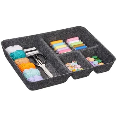 Relaxdays Organizer Cassetti in Feltro, Organizzatore per la Scrivania, HLP: 6,5 x 40 x 30 cm, 4 Scomparti, Grigio Scuro Relaxdays Organizer Cassetti in Feltro, Organizzatore per la Scrivania, HLP: 6,5 x 40 x 30 cm, 4 Scomparti, Grigio Scuro