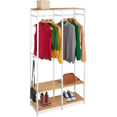 Relaxdays Armadio Aperto Appendiabiti, Guardaroba con Ripiani, Ganci e Barra, 180x94,5x40 cm, MDF Relaxdays Armadio Aperto Appendiabiti, Guardaroba con Ripiani, Ganci e Barra, 180x94,5x40 cm, MDF