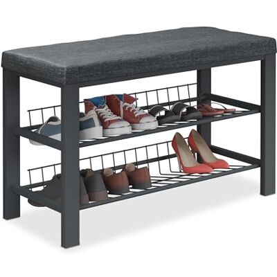 Relaxdays Panchina Porta Scarpe Moderno Metallo Tessuto 6-8 Paia Relaxdays Panchina Porta Scarpe Moderno Metallo Tessuto 6-8 Paia
