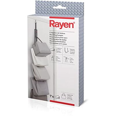 Rayen Attaccapanni per borsette per Porte e armadi con 7 Ganci di Velcro. 7,5 x 95 cm. Grigio Scuro Rayen Attaccapanni per borsette per Porte e armadi con 7 Ganci di Velcro. 7,5 x 95 cm. Grigio Scuro
