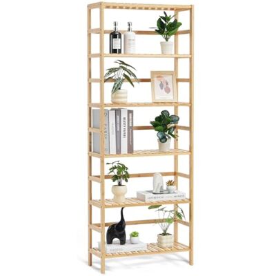VEVOR 6 Ripiani Libreria in Bambù, Scaffale Portaoggetti Autoportante Multifunzionale Porta Piante per Fiori, Scaffale per Archiviazione per Bagno Camera da Letto Ufficio Studio Colore Naturale VEVOR 6 Ripiani Libreria in Bambù, Scaffale Portaoggetti Autoportante Multifunzionale Porta Piante per Fiori, Scaffale per Archiviazione per Bagno Camera da Letto Ufficio Studio Colore Naturale