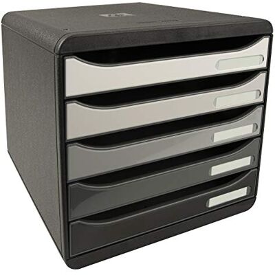 Exacompta Cassettiera BIG-BOX PLUS SHADE OF GREY 5 cassetti aperti per formato fino a 24x32cm Dimensioni (LxAxP): 27,8x27,1x34,7cm Nero /Sfumatura di grigio glossy Exacompta Cassettiera BIG-BOX PLUS SHADE OF GREY 5 cassetti aperti per formato fino a 24x32cm Dimensioni (LxAxP): 27,8x27,1x34,7cm Nero /Sfumatura di grigio glossy