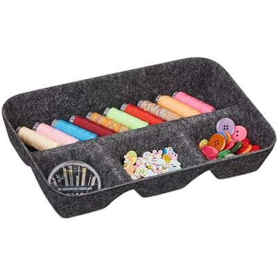 Relaxdays Organizer Cassetti in Feltro, Organizzatore per Scrivania, HLP: 5,5 x 29,5 x 19 cm 4 Scomparti, Grigio Scuro Relaxdays Organizer Cassetti in Feltro, Organizzatore per Scrivania, HLP: 5,5 x 29,5 x 19 cm 4 Scomparti, Grigio Scuro