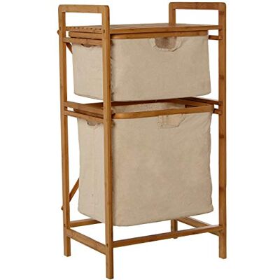 DRW Mobiletto organizzatore in Legno di bambù con 2 cestini in Tessuto di Lino Grigio 44 x 33 x 84,5 cm DRW Mobiletto organizzatore in Legno di bambù con 2 cestini in Tessuto di Lino Grigio 44 x 33 x 84,5 cm