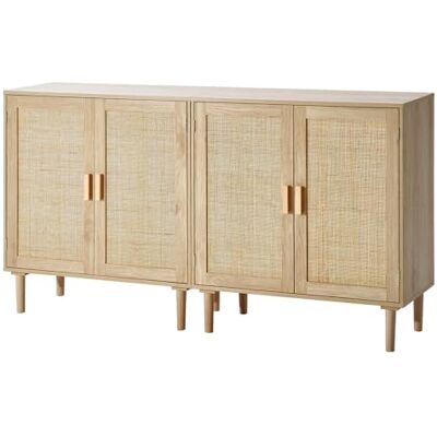 VEVOR Set di 2 Armadietti in Rattan, Armadio Portaoggetti in Rattan con 4 Ante Magnetiche e Ripiani Regolabili, Credenza Portaoggetti per Corridoio, Ingresso, Soggiorno o Cucina, Mobiletto da Casa VEVOR Set di 2 Armadietti in Rattan, Armadio Portaoggetti in Rattan con 4 Ante Magnetiche e Ripiani Regolabili, Credenza Portaoggetti per Corridoio, Ingresso, Soggiorno o Cucina, Mobiletto da Casa