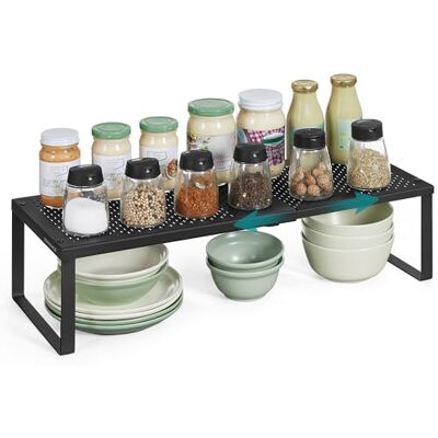SONGMICS Scaffale Portaspezie, Estensibile, Piccolo, Metallo Organizzatore da Cucina, Organizzatore per Armadio, Scarpiera, Nero Opaco, Collezione BEQUE KCS007B01 SONGMICS Scaffale Portaspezie, Estensibile, Piccolo, Metallo Organizzatore da Cucina, Organizzatore per Armadio, Scarpiera, Nero Opaco, Collezione BEQUE KCS007B01