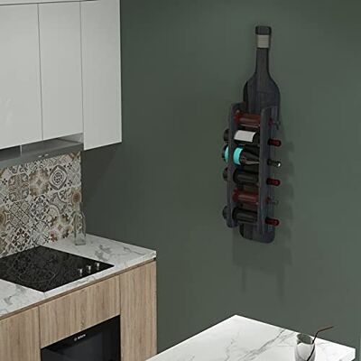 Homemania Portabottiglie Hektor Cantinetta per Vino da Parete per Cucina, Soggiorno Nero in Legno, Corda, 21 x 13,5 x 104 cm Homemania Portabottiglie Hektor Cantinetta per Vino da Parete per Cucina, Soggiorno Nero in Legno, Corda, 21 x 13,5 x 104 cm