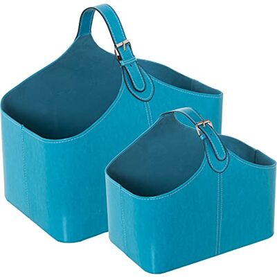 DRW Set di 2 portariviste in ecopelle in turchese 35 x 34 x 40 cm e 25 x 18 x 30 cm DRW Set di 2 portariviste in ecopelle in turchese 35 x 34 x 40 cm e 25 x 18 x 30 cm