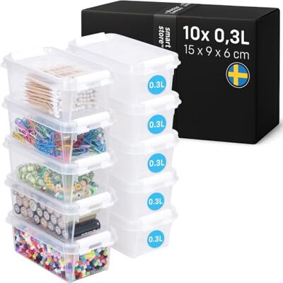 SmartStore Mini Scatole Portaoggetti 0,3L – Set da 10 – Scatoline Molto Piccole con Coperchio – L15 x P9 x A6 cm – Impilabili e sovrapponibili– Senza BPA Sicure per alimenti – 10 Anni di Garanzia SmartStore Mini Scatole Portaoggetti 0,3L – Set da 10 – Scatoline Molto Piccole con Coperchio – L15 x P9 x A6 cm – Impilabili e sovrapponibili– Senza BPA Sicure per alimenti – 10 Anni di Garanzia