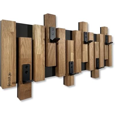 FLEXISTYLE Appendiabiti da parete in legno di quercia, pannelli di colore nero, moderno, 2 dimensioni (60 cm) FLEXISTYLE Appendiabiti da parete in legno di quercia, pannelli di colore nero, moderno, 2 dimensioni (60 cm)