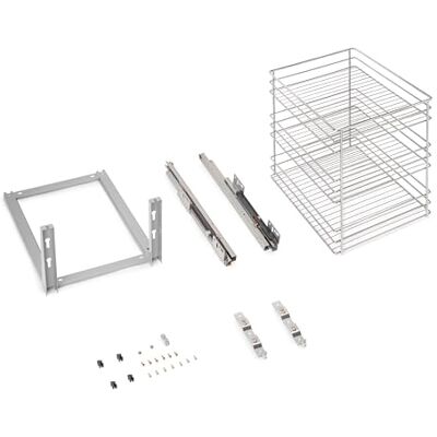 Emuca Carrello estraibile Supra fissaggio inferiore, chiusura softt, per moduli di cucina di 400mm, Acciaio, Cromato Emuca Carrello estraibile Supra fissaggio inferiore, chiusura softt, per moduli di cucina di 400mm, Acciaio, Cromato