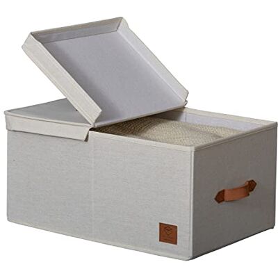 LOVE !T STORE !T LOVE IT STORE IT Premium Scatola Porta Oggetti con Coperchio In Lino-Cotone Rinforzata in Legno Beige 50x33x24cm LOVE !T STORE !T LOVE IT STORE IT Premium Scatola Porta Oggetti con Coperchio In Lino-Cotone Rinforzata in Legno Beige 50x33x24cm
