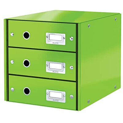 Leitz Click & Store Cassettiera a 3 Cassetti Pieghevole, Organizer per Riporre Documenti, Cataloghi e Riviste in Formato A4, Adatta per Casa e Ufficio, Verde, 60484054 Leitz Click & Store Cassettiera a 3 Cassetti Pieghevole, Organizer per Riporre Documenti, Cataloghi e Riviste in Formato A4, Adatta per Casa e Ufficio, Verde, 60484054