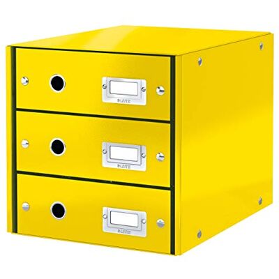 Leitz Click & Store Cassettiera a 3 Cassetti Pieghevole, Organizer per Riporre Documenti, Cataloghi e Riviste in Formato A4, Adatta per Casa e Ufficio, Giallo, Leitz Click & Store Cassettiera a 3 Cassetti Pieghevole, Organizer per Riporre Documenti, Cataloghi e Riviste in Formato A4, Adatta per Casa e Ufficio, Giallo,