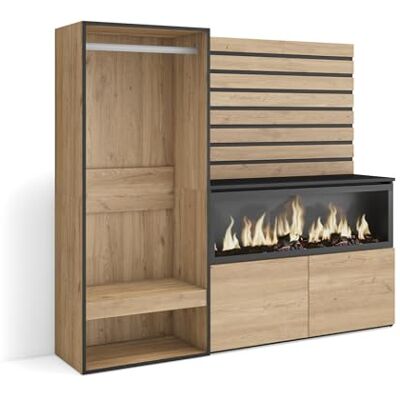 Skraut Home Credenza Mobile, Buffet, Stoccaggio 167x145x35 cm Camera da letto, stanza Camino elettrico XXL Armadio Aperto Stile moderno Rovere Skraut Home Credenza Mobile, Buffet, Stoccaggio 167x145x35 cm Camera da letto, stanza Camino elettrico XXL Armadio Aperto Stile moderno Rovere