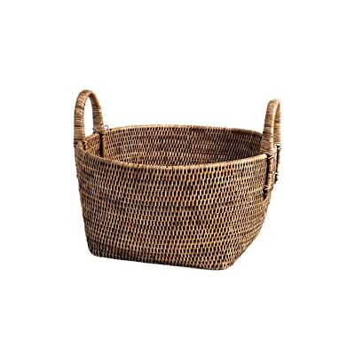 H&H Cesto Tondo Con Manici in Rattan Naturale Marrone, 39xH20 Cm, Perfetto Per Soggiorno, Camera, Come Portagiochi, Porta Coperte, Porta Legna, rende l'Ambiente Caldo e Accogliente H&H Cesto Tondo Con Manici in Rattan Naturale Marrone, 39xH20 Cm, Perfetto Per Soggiorno, Camera, Come Portagiochi, Porta Coperte, Porta Legna, rende l'Ambiente Caldo e Accogliente