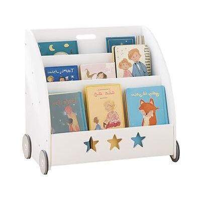Relaxdays Libreria per Bambini, HLP: 57 x 62 x 42 cm, con Ruote, 3 Scomparti Libri e Giocattoli Relaxdays Libreria per Bambini, HLP: 57 x 62 x 42 cm, con Ruote, 3 Scomparti Libri e Giocattoli