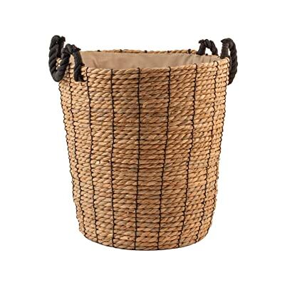 H&H Cesto in Seagrass con Manici in Cotone Neri 40x40hcm H&H Cesto in Seagrass con Manici in Cotone Neri 40x40hcm