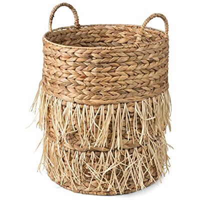 Compactor Cesto portaoggetti in giacinto d'acqua e iuta, 30 x 30 x 15 cm, marrone chiaro, Compactor Cesto portaoggetti in giacinto d'acqua e iuta, 30 x 30 x 15 cm, marrone chiaro,