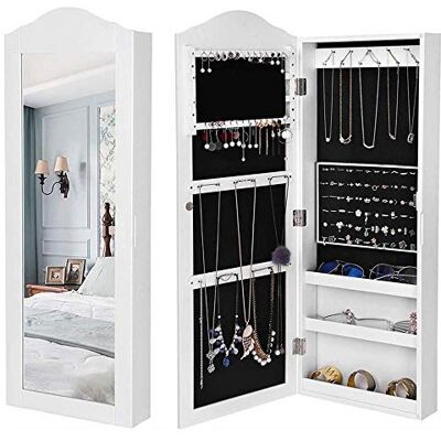 BAKAJI Specchiera Portagioie da Parete Muro Armadietto Portagioielli con Anta Porta Oggetti e Specchio Interno Armadio Organizer Porta Gioielli Colore Bianco (96 x 35 x 9,5 cm) BAKAJI Specchiera Portagioie da Parete Muro Armadietto Portagioielli con Anta Porta Oggetti e Specchio Interno Armadio Organizer Porta Gioielli Colore Bianco (96 x 35 x 9,5 cm)