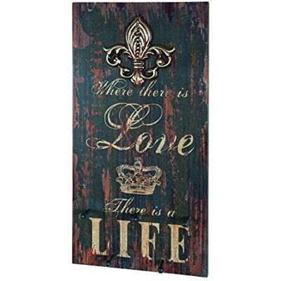 HAKU Appendiabiti da parete a ganci con motivo in stile vintage, MDF marrone effetto vintage e metallo laccato nero, Dim.: L 30 x A 60 x P 7 cm, Stile: industriale HAKU Appendiabiti da parete a ganci con motivo in stile vintage, MDF marrone effetto vintage e metallo laccato nero, Dim.: L 30 x A 60 x P 7 cm, Stile: industriale