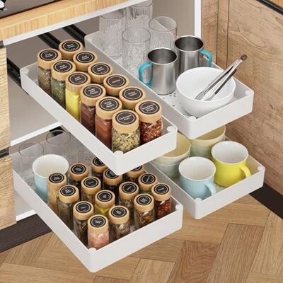 Cozary Organizzatore Cassetti Estraibili Cucina 4 Misure – 13/18/23/27 x 40 cm, Contenitore Estraibile per Armadio con Guide Silenziose e Fermo di Sicurezza, per Cucina/Bagno/Dispensa, Bianco Cozary Organizzatore Cassetti Estraibili Cucina 4 Misure – 13/18/23/27 x 40 cm, Contenitore Estraibile per Armadio con Guide Silenziose e Fermo di Sicurezza, per Cucina/Bagno/Dispensa, Bianco