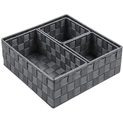 Posprica Set di 4 cestini portaoggetti, in tessuto, a forma di cubo, divisori per cassetti, armadi, mensole e credenze, Grey, Set di 4 Posprica Set di 4 cestini portaoggetti, in tessuto, a forma di cubo, divisori per cassetti, armadi, mensole e credenze, Grey, Set di 4