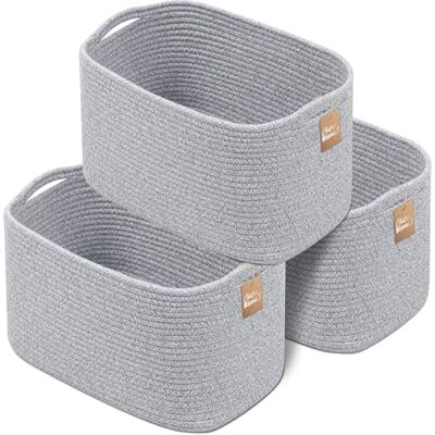 CHAT BLANC Cestini in corda di cotone per organizzare Cestini portaoggetti per mensole, cesto in corda per riporre oggetti, piccoli cesti per biancheria, cesti intrecciati per riporre giocattoli CHAT BLANC Cestini in corda di cotone per organizzare Cestini portaoggetti per mensole, cesto in corda per riporre oggetti, piccoli cesti per biancheria, cesti intrecciati per riporre giocattoli