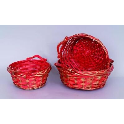 Euronatale CESTO VIMINI CON STRIAT ROSSO 3pz TONDO Euronatale CESTO VIMINI CON STRIAT ROSSO 3pz TONDO