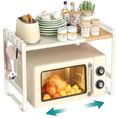 SONGMICS Mensola Microonde Estensibile, Acciaio e Bambù, 4 Ganci Scaffale Supporto Forno a Microonde, Larghezza Regolabile da 41,5 a 64 cm, Cucina, Collezione BYSTRO KCS060W01 SONGMICS Mensola Microonde Estensibile, Acciaio e Bambù, 4 Ganci Scaffale Supporto Forno a Microonde, Larghezza Regolabile da 41,5 a 64 cm, Cucina, Collezione BYSTRO KCS060W01