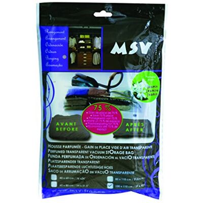 MSV Homexpert Jasmine Custodia profumata per Vestiti, salvaspazio, in Poliestere Trasparente, 100 x 100 x 5 cm MSV Homexpert Jasmine Custodia profumata per Vestiti, salvaspazio, in Poliestere Trasparente, 100 x 100 x 5 cm