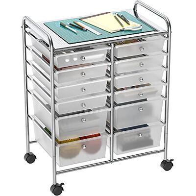 Simple Houseware Carrello Multiuso con 12 cassetti Organizzatore per Oggetti artistici con rotelle su Ruote Simple Houseware Carrello Multiuso con 12 cassetti Organizzatore per Oggetti artistici con rotelle su Ruote