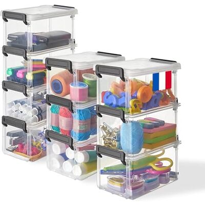 Iris Ohyama , Piccole Scatole di Plastica con Clip, 0,7L, Set di 10, Trasparenti, Impilabili, per Ufficio, Scuola, Piccoli Oggetti, Senza BPA, Cestino, Organizzatore, LLB-0.7 Iris Ohyama , Piccole Scatole di Plastica con Clip, 0,7L, Set di 10, Trasparenti, Impilabili, per Ufficio, Scuola, Piccoli Oggetti, Senza BPA, Cestino, Organizzatore, LLB-0.7