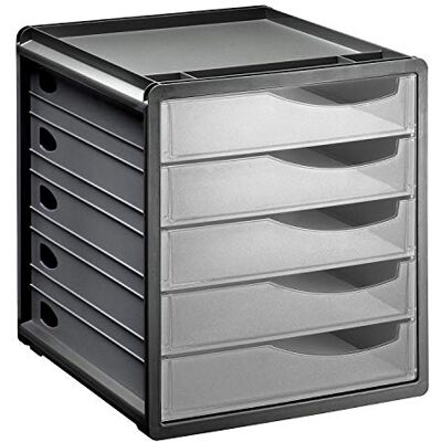 Rotho Spacemaker Cassettiera per Ufficio con 5 Cassetti, Plastica, Nero Rotho Spacemaker Cassettiera per Ufficio con 5 Cassetti, Plastica, Nero