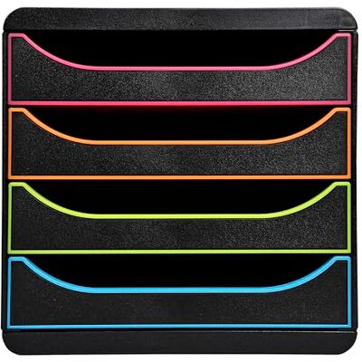 Exacompta Cassettiera BIG-BOX 1928 Climate Neutral 4 cassetti aperti per formato fino a 24x32cm Dimensioni (LxAxP): 27,8x26,7x34,7cm Nero/Arlecchino/Nero Exacompta Cassettiera BIG-BOX 1928 Climate Neutral 4 cassetti aperti per formato fino a 24x32cm Dimensioni (LxAxP): 27,8x26,7x34,7cm Nero/Arlecchino/Nero