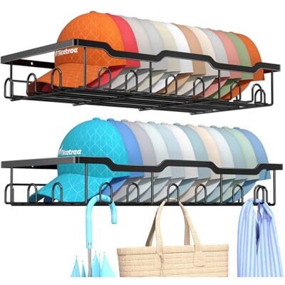 Nicetree Appendiabiti da parete per cappelli da baseball, organizer per 48 cappelli da baseball, per parete, armadio, camera da letto, soggiorno Nicetree Appendiabiti da parete per cappelli da baseball, organizer per 48 cappelli da baseball, per parete, armadio, camera da letto, soggiorno